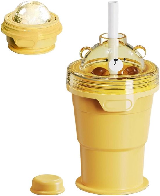 IJsblokjesbeker - Ijsballen Maker - Dranken Koelen - Opvouwbaar Draagbaar - 325 ml - Geel