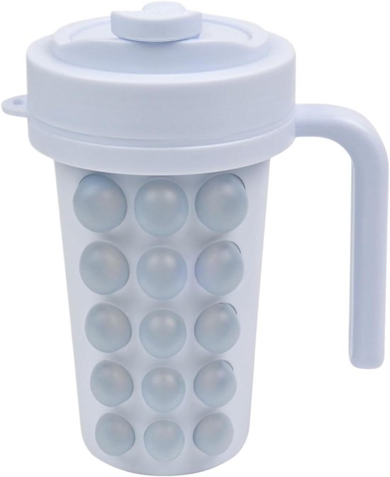 IJsblokjeshouder Beker | Knijptray voor de vriezer met rietje | Kleine Bubbel IJsmaker Beker Met RVS Binnenkant - Voor Koffie, Buiten, Kamperen, Picknick, Feest, Familiebijeenkomsten, Whisky, Cocktail