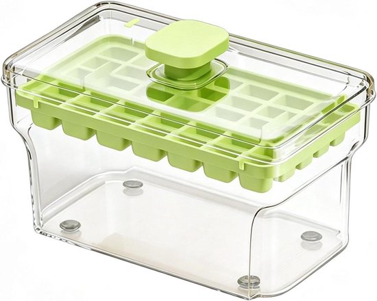 IJsblokjeshouder Vriezer - Ijsmaker Bak - Dranken Koelen - Lekvrij Deksel - 34 Vakken - Groen
