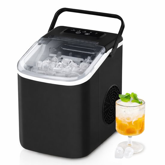 IJsblokjesmachine-1,1 L - 12 kg in 24 uur - Handvat-Ijsschep-Zelfreinigende functie voor thuis/camping van Merkloos