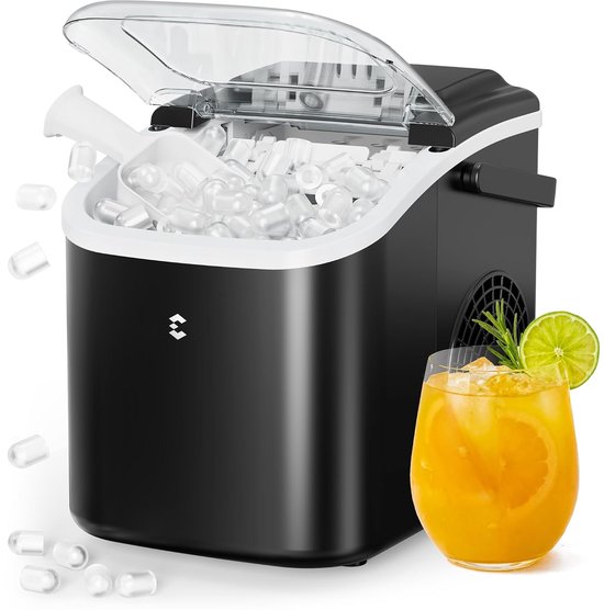 IJsblokjesmachine 12 kg per Dag – IJs in 6 Minuten – 2 Formaten, Zelfreinigend en Stil onder 35 dB