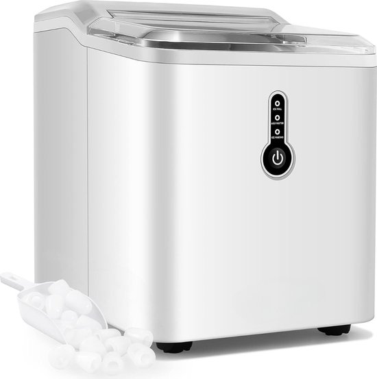 Ijsblokjesmachine - 12 KG/24 Uur, Ijsblokjesmaker Met Ijsschep En Mand - 1,5 L Waterreservoir - Thuis, Keuken, Kantoor, Feest (Zilver) van Nuvantee