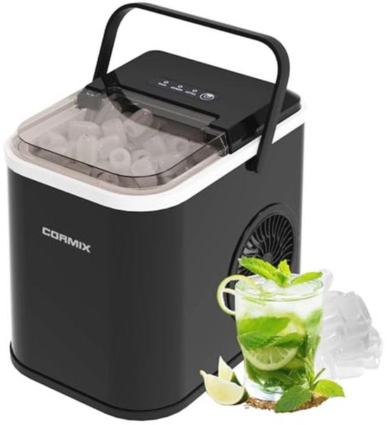 IJsblokjesmachine, 120 W, klein, 8 ijsblokjes in 6 minuten, 12 kg/24 uur, ijsmaker met infraroodsensor en zelfreiniging voor keuken, kantoor, bar en feest van Merkloos