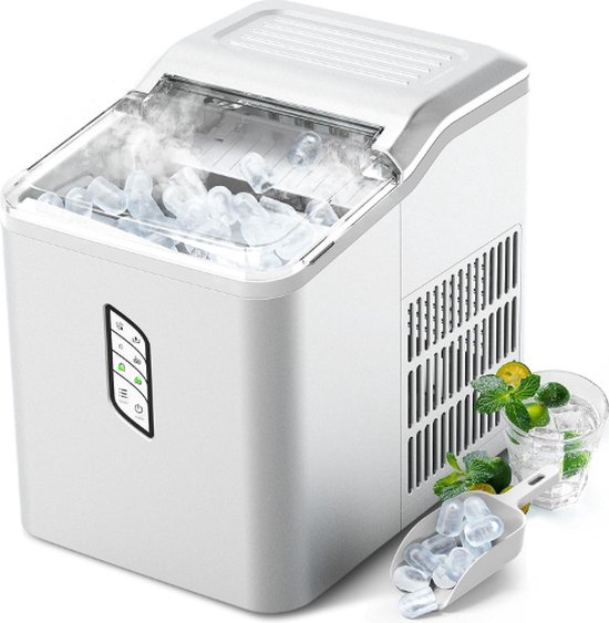 IJsblokjesmachine - 1.5 liter Capaciteit - Zelfreinigende functie - 9Blokjes in 9 minuten - 12 kg/24 u, 2 maten - wit van Merkloos