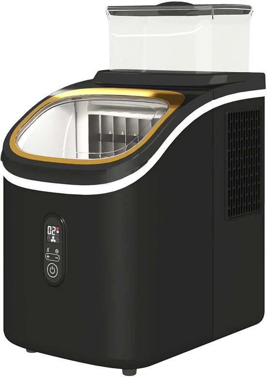 IJsblokjesmachine - 1.5L - IJsklontjes maker - Met ijsmand + schep – 15kg/24 uur – Stille werking – Compact design - Zwart