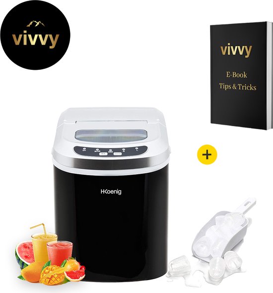 IJsblokjesmachine 2 In 1 - IJsklontjes Machine Binnen 12 Minuten - IJsblokjesmachine Crushed Ice Met Display - 100% Verkoeling Garantie - 3 Verschillende Grote IJsklontjes - 2.2 Liter van Monzana