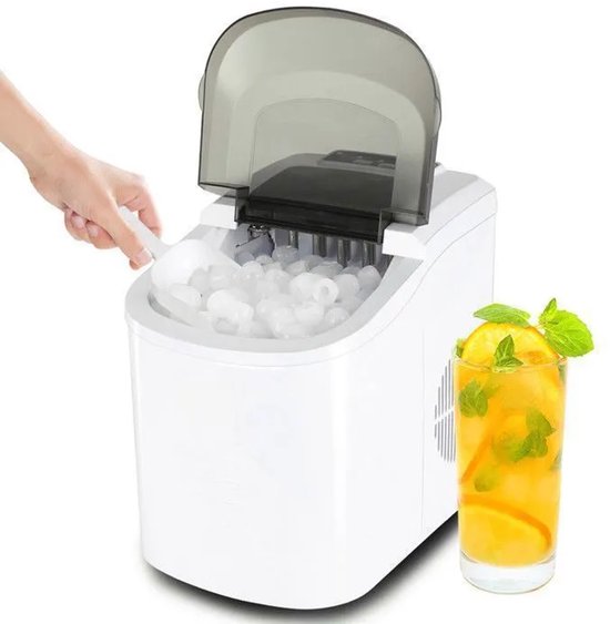 IJsblokjesmachine-2,2 L - 2 Ijsblokjes formaten - Compact ontwerp - 12 kg ijs in 24 uur - Stille ijsblokjesmachine-Wit van Merkloos