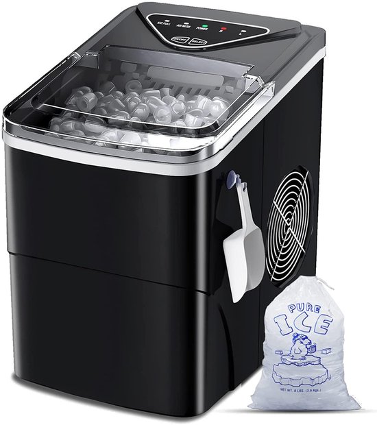 IJsblokjesmachine - 2L - Met IJsschep - Zelfreinigingsfunctie - 15KG / 24U - 9 Blokjes / 6 Min - Zwart van Merkloos