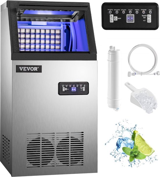 Ijsblokjesmachine 68KG/150LBS Ijsmachine Ijsmaker Commercial Ice Cube Making Machine Reservation Function Cafes Restaurants van Vevor