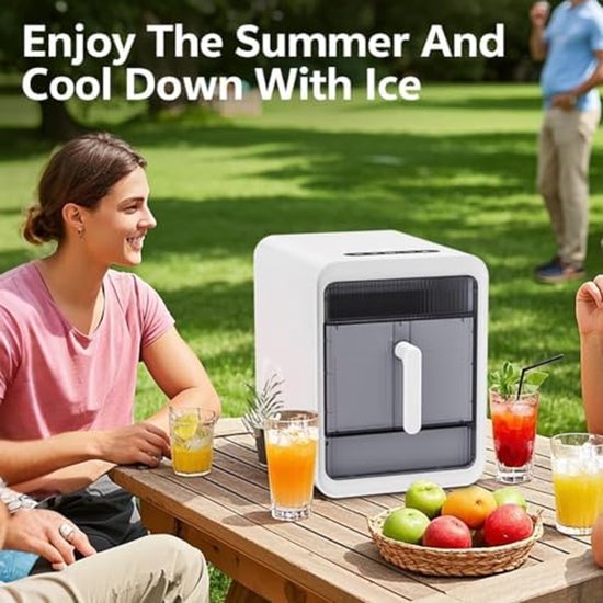 IJsblokjesmachine Aanrecht - IJsmachine Compact - Snelle Drank Koeling - Zelfreinigend Systeem - 15 kg Per Dag - Zwart
