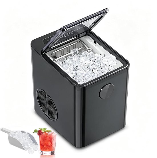IJsblokjesmachine Aanrecht - IJsmaker Box - Snelle Drankkoeling - 9 Blokjes Zes Minuten - Compact Formaat - Zwart
