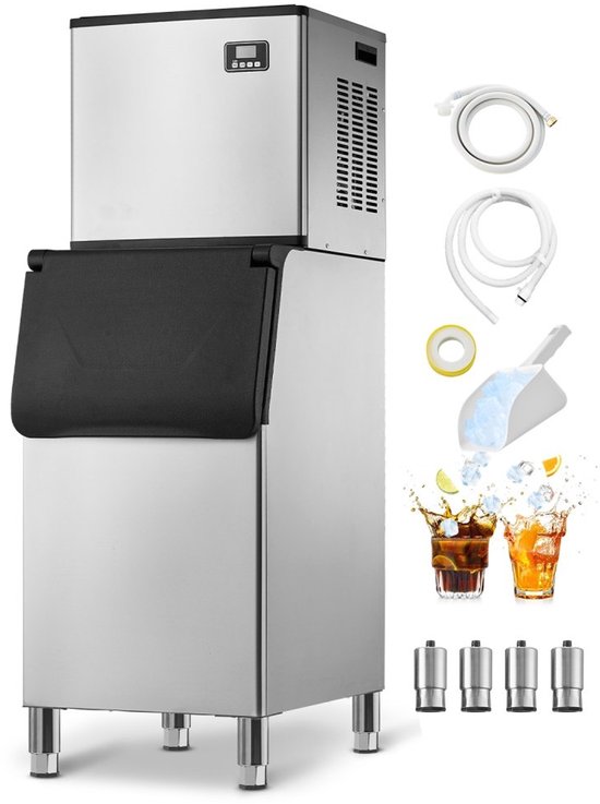 IJsblokjesmachine - Commerciële ijsmaker - Capaciteit 249,5 kg/dag - Opslag 136 kg - Automatische zelfreiniging - Touchscreen bediening - Voor horeca, bar en café van Merkloos