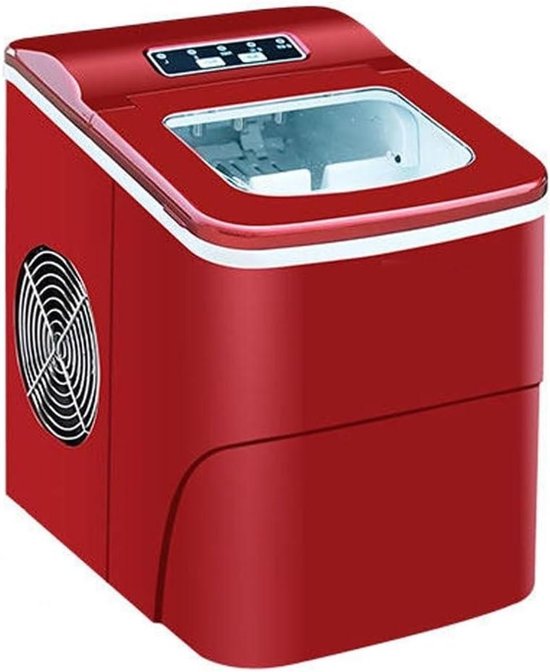IJsblokjesmachine Elektrisch - Draagbare ijsmaker - Snelle ijsbereiding - Automatische overloopbeveiliging - 15kg per dag - Rood