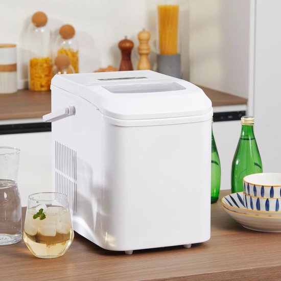 Ijsblokjesmachine - Elektrische Ijsblokjesmachine - Ijsmaker - Ijsmachine - 9 Kubussen elke 6-12min - Zelfreinigend - 1.2L - 220-240V/50Hz - 43Db - R600a - 22.5 x 32 x 29.5 cm - Wit van Merkloos