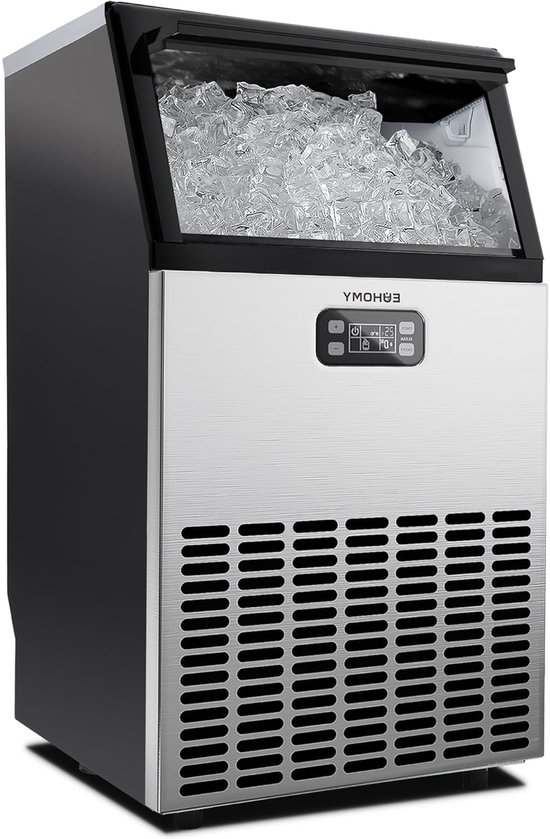 IJsblokjesmachine – IJsbereider – IJscrusher – Commerciële IJsblokjesmaker – Professionele IJsproductiemachine – 45 kg/24 uur Capaciteit – Roestvrijstalen Behuizing Met Timer van Merkloos