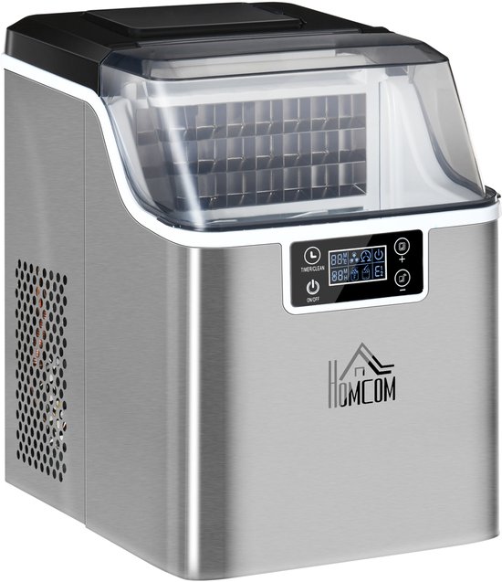 IJsblokjesmachine - IJsblokjesmaker - IJsmachine - Zelfreinigend - 20 kg per 24 uur - 3,2 L Waterreservoir - RVS - Thuis - 25,2x36x37,1 cm - 1 Stuk - Zilver