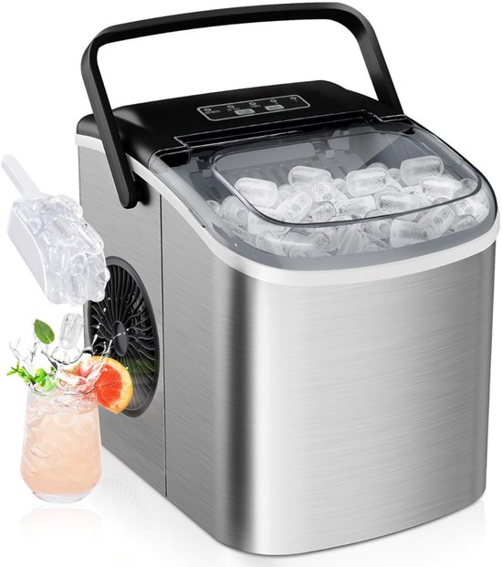 IJsblokjesmachine - IJsblokjesmaker - IJsschep - Draagbaar - RVS - IJs - Warme weer - Koude drankjes - Horeca - Zomer - IJsblokjes - IJsmaler van Merkloos