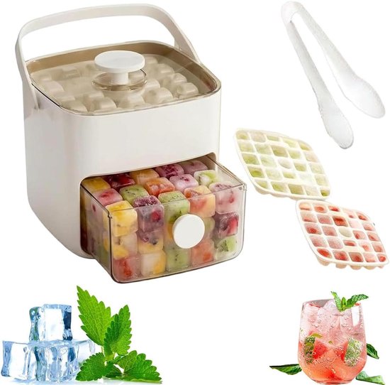 IJsblokjesmachine - IJsblokjesvorm - Dranken Koelen - Dubbellaags Ontwerp - 48 Blokjes - Wit