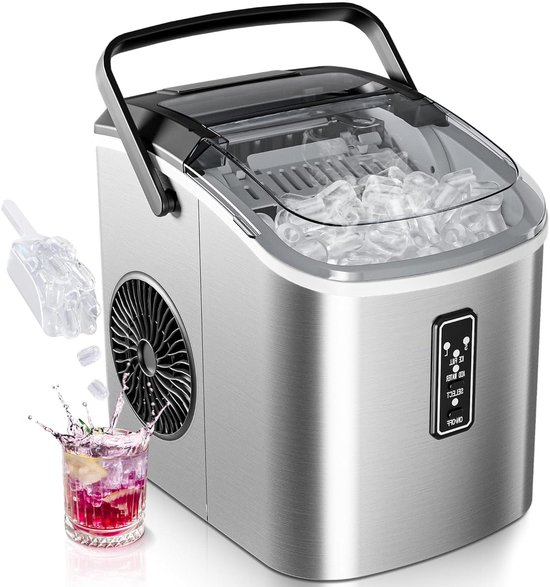 IJsblokjesmachine – IJscrusher – Ijsmaker – Tafelmodel Ijsmachine – Draagbare Ijsblokjesmaker – Compact Design – Zelfreinigend Systeem – Snelle IJsproductie in 6 Minuten van Merkloos