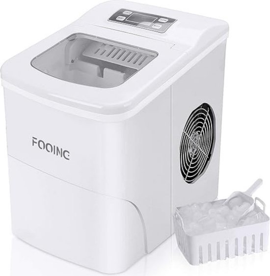 Ijsblokjesmachine - Ijsmachine Zelfvriezend - Zelfreinigende Functie - Crushed Ice - Led Display - Thuis & Horeca - Wit van IceQueen