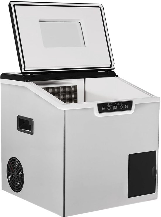 IJsblokjesmachine - IJsmaker Crushed Ice - Drankjes Koelen - 2-in-1 Functie - 30-40 kg/dag - Zwart Zilver