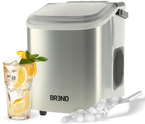 IJsblokjesmachine - IJsmaker - Drankjes Koelen - Twee IJsformaten - 28 x 30 x 19 cm - RVS van Merkloos