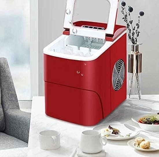 IJsblokjesmachine - IJsmaker - Drankjes koelen - Volautomatisch - 15kg per dag - Rood