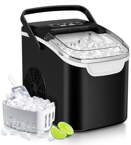 IJsblokjesmachine - IJsmaker Tafelmodel - Dranken Koelen - 8 IJsblokjes Per 6 Minuten - 12 kg Per Dag - Zilver