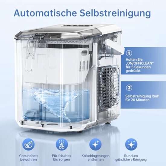 IJsblokjesmachine met 12 kg Capaciteit - Snelle IJsblokjesmaker in 6 Minuten - Draagbare en Zelfreinigende IJsblokjesmachine van COOLLINES