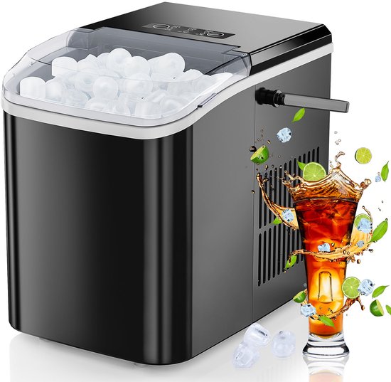 IJsblokjesmachine met Handgreep – 9 IJsblokjes in 6 Min, Zelfreinigend, 2 Formaten, Stil & Draagbaar van Nuvance