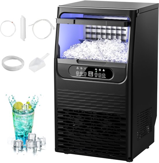 IJsblokjesmachine snel ijs maken + elektrische ijsmaker + grote capaciteit + automatisch ijs produceren + 32 kg productie per dag