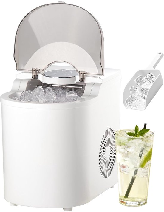 IJsblokjesmachine – Tafelijsmachine – IJsblokjesmaker – IJscrusher – Ijsapparaat – Supersnelle Productie 7 IJsblokjes in 6 Minuten – Zelfreinigend Met 2 Maten IJsblokjes van Merkloos