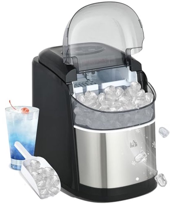 IJsblokjesmachine voor Thuis – 12 kg IJs in 24 Uur, Zelfreinigend, LED Display, Inclusief IJsmand en Schep van Merkloos
