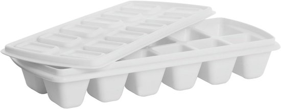 Ijsblokjesmaker Met Deksel - Stapelbare Ijsvorm - Drankjes Koelen - Vaatwasserbestendig - Wit van Merkloos