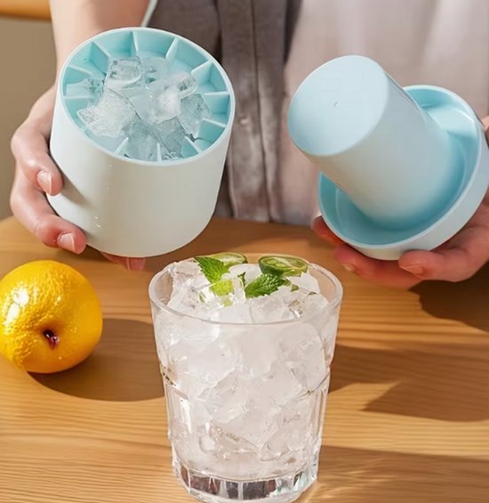 IJsblokjesmaker siliconen - IJsemmer koeler met deksel - IJsblokjes maker - IJsklontjes vorm -Ice Cube maken - Verkoeling - Blauw