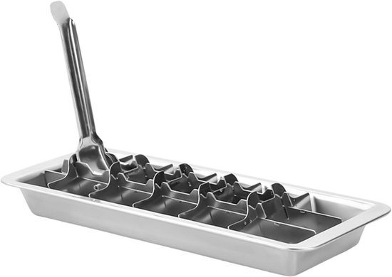 Ijsblokjesvorm - Metalen bak - Dranken Koelen - Roestvrij staal - 30 x 10 x 3 cm - Zilver