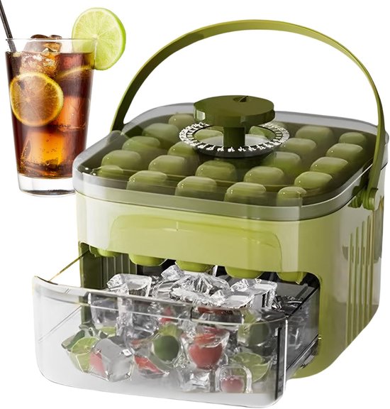 IJsblokmaker - ijsbak voor vriezer met afneembaar deksel - draagbaar met handvat, Easy Release No Touch Chilling Cube Maker voor cocktail, whisky en koffie van Merkloos