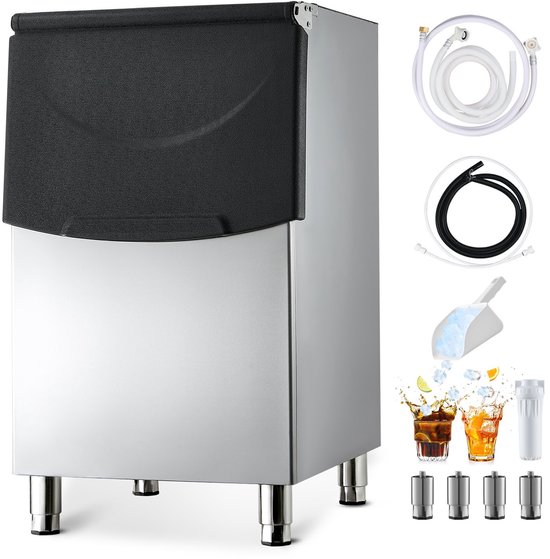 IJscontainer - IJsopslagbak Voor Commerciële IJsmachines - Opslag 113 kg - Roestvrij Staal (RVS) - Antislip Voetjes - Alleen Container van Merkloos