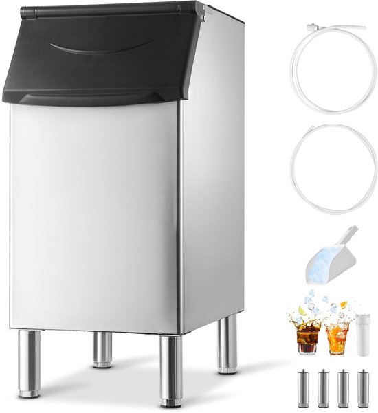 IJscontainer voor ijsmachine - Commerciële ijsopslagbak - Capaciteit 136 kg - RVS - Rubberen Antislip Voetjes - Voor Restaurants - Zonder ijsmachine van Merkloos