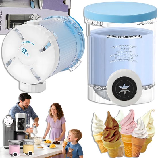 IJscontainers - Ijsbekers met Deksel - Ice Cream Containers - 2 Stuks - Compatibel met Ninja NC700/NC701 - BPA Vrij - Luchtdicht & Lekbestendige - Vaatwasmachine - Voor Thuis