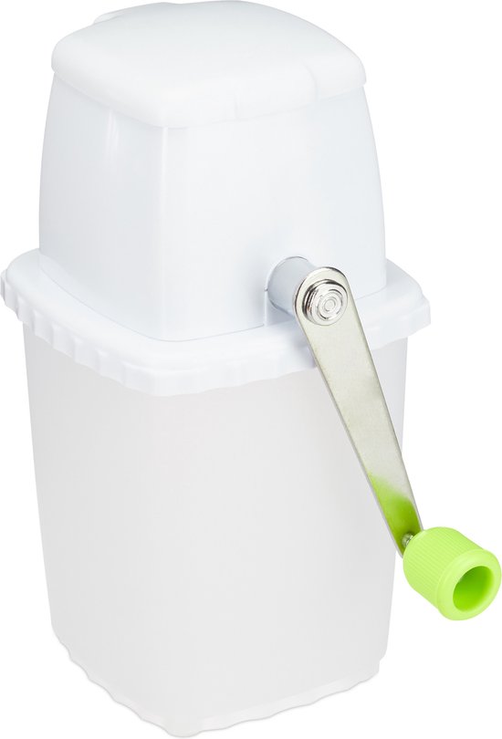 ijscrusher handmatig - ijs vermaler - zwengel - bar accessoire - zonder stroom - roestvrij - wit-groen van Merkloos