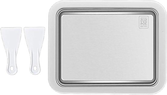 IJsdiepvriesbak - Dessertmaker Plat - Zelf Desserts Maken - Snel IJs Vormen - 26x21 cm - Zilverkleurig