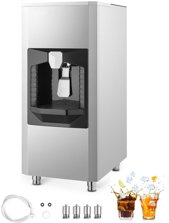IJsdispenser - IJsopslagbak - Capaciteit 80 kg - Automatische Uitgifte 9 kg/min - Ingebouwde IJscrusher - In Hoogte Verstelbare Poten - Voor Horeca en Commerciële IJsmachines van Merkloos