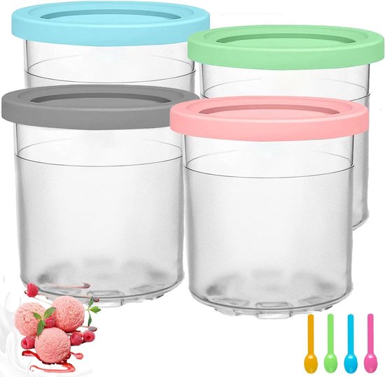 IJshouders voor Ninja Creami ijsmachine NC299AM C300-serie - zelfgemaakte zomerijs - vaatwasmachinebestendig - lekvrij - roze groen grijs blauw van HengKe.