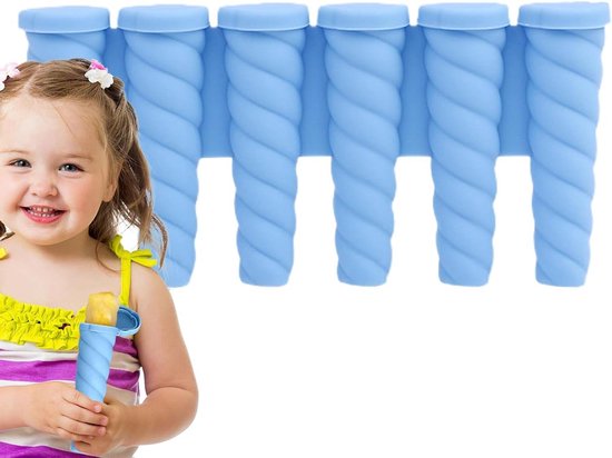 IJsjes Mallen - Fruitijsjes Maker - Zelf Desserts Maken - Snelle Losmaak Technologie - 6 Holtes - Blauw