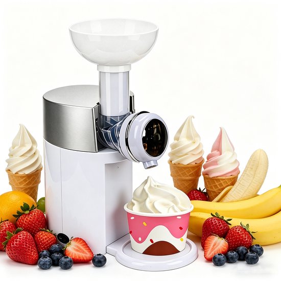 IJsjesmaker Machine - Huishoudelijke Keuken IJsmachine - Fruit Kegel Bevroren Dessert Maker - DIY Handmatige Zelfgemaakte Zomerhitte Verlichting IJs & Yoghurt Machine - Wit - 1 Stuk