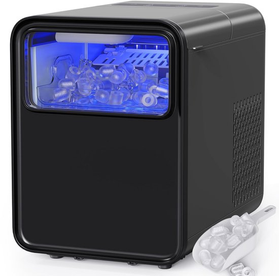 IJsklontjes Machine - IJsblokjes Maker - Dranken Koelen - Zelfreinigend Functie - 12 kg Per Dag - Zwart