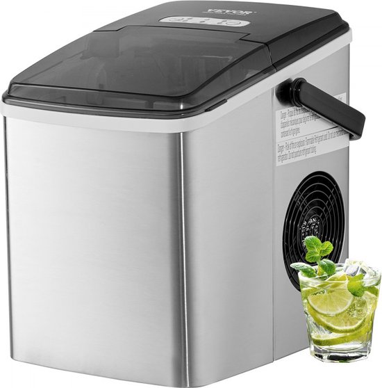 Ijsmachine 105 W ijsblokjesmachine ijsblokjesmachine roestvrij staal Ijsmaker 11,8 kg / 24 uur Bereiding ijsblokjesmachine in 7 minuten 816,5 g van H.Koenig