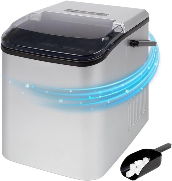IJsmachine - 12kg per Dag - 1.5L Waterreservoir - Zelfreinigend - Zilver - Snelle Bereiding - Duurzaam & Praktisch - Compact & Lichtgewicht - Stijlvol & Handzaam - Ideaal Voor Sorbet & Roomijs van Merkloos