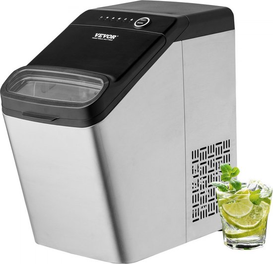 Ijsmachine 130 W ijsblokjesmachine ijsblokjesmachine roestvrij staal Ijsmaker 15 kg / 24 uur Ice Maker bereiding in 7 minuten van Springlane